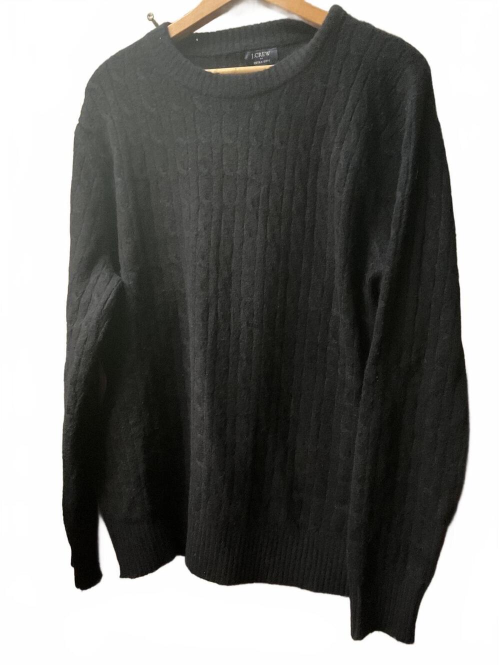 J.Crew Extra-Soft Cable Knit  Wool Blend  Black Crewneck Sweater